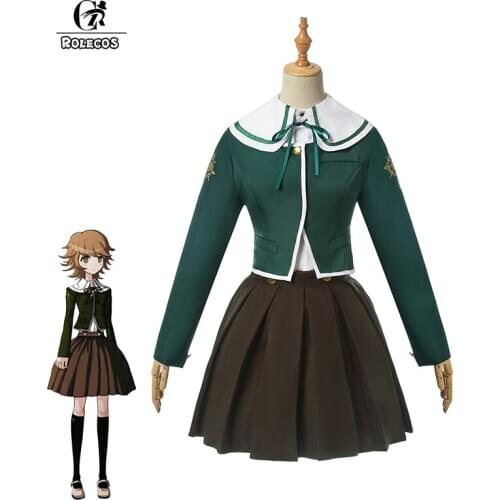 ROLECOS Game Danganronpa Cosplay Fujisaki Chihiro Cosplay Costume JK Girls School Uniform Sailor Suit Shirt Coat Shirt Outfit