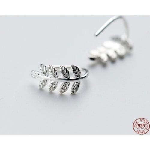 LKO 925 Sterling Silver Vintage Tree Leaves Stud Earrings Charm Female Fashion Sterling Silver Jewelry For Women Jewelry Gifts