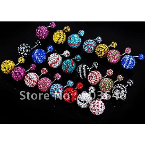 Free shippment 50pcs Body Jewelry -16g Mix colors Navel Belly Rings/Earring/Ear Studs Biggest balls 14mm