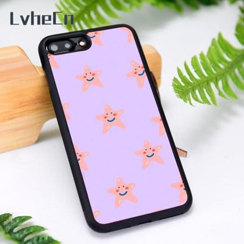LvheCn Silicone Rubber Phone Case Cover for iPhone 6 6S 7 8 Plus X XS XR 11 12 Mini Pro Max Smiley Star Pattern