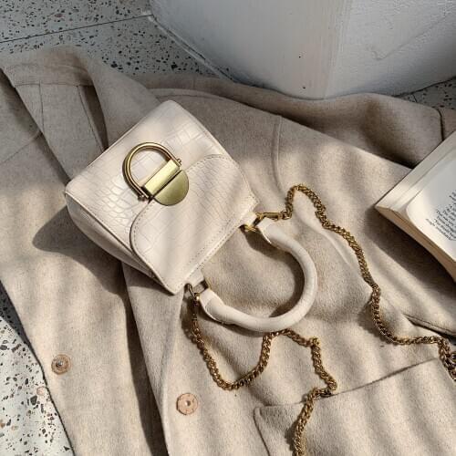 Crocodile pattern single shoulder small bag female 2020 new niche design portable small square bag messenger used bag