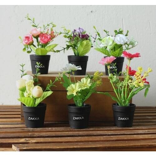 Lovely Artificial Plants with Pot Simulation Mini Flowers Bonsai Potted Placed Green Fake Plants Home Decoration Accessories