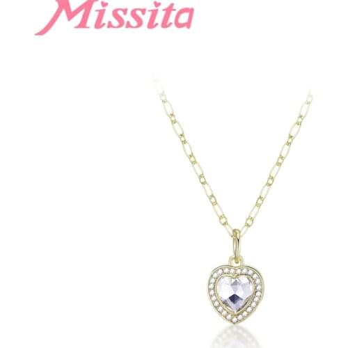 MISSITA Romantic Necklaces with Big Sparkling Heart Shape Pendant for Women Wedding Brand Fashion Jewelry Gift choker