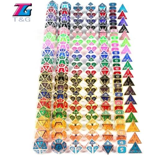 DND RPG Mini Metal Dice Set +1pc Velvet Bag 26 Colors D4 D6 D8 D10 D12 D20 for Role Playing Board Game