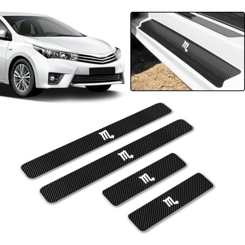 12 Constellation Scorpio Car Styling Universal Carbon Fiber Sticker Car Door Sill Protector Scuff Plate Car Accessories 4Pcs