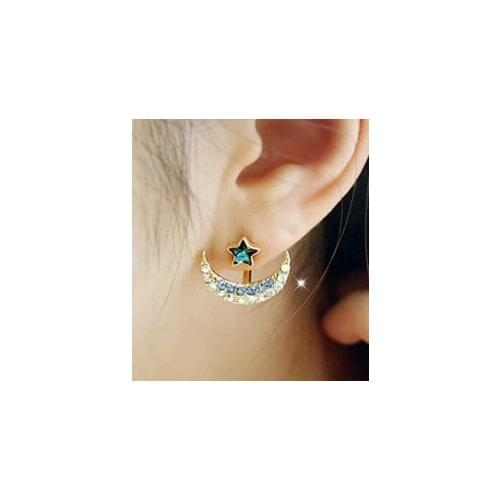 New Style Fashion Stars Moon Rhinestone Crystal Stud Earrings Jewelry For Women Crystal Jewelry