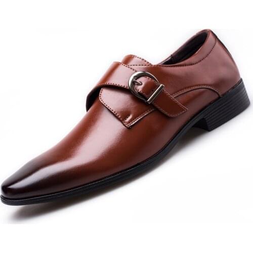 Pointed Leather Shoes Mens Loafers Slip On Casual Dress Shoe Male Big Size 48 Metal Buckle Comfortable Man Flat Fotwear jkm90