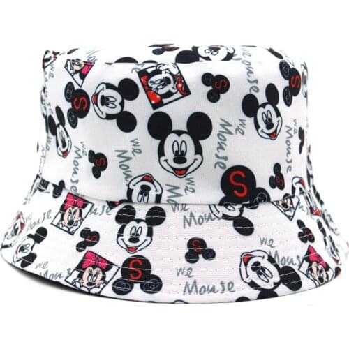 Disney Mickey Unisex Summer Bucket Hat Women Outdoor Sunscreen Cotton Fishing Hunting Fisherman Cap Men Basin Sun Protection Hat