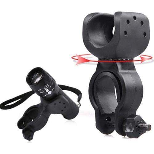 360 Swivel Bike LED Flashlight Mount Bracket Flash Torch Holder Front Light Clip Clamp Lantern Bicycle Accessories