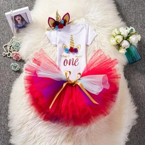 Christmas Dresses 1 Year Birthday Party Baby Girls Clothes Newborn Baby Girl Christening Gown Infant Flower Unicorn Dress