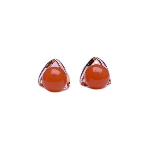 Shilovem 18K yellow Gold real Natural south Red agate drop earrings fine Jewelry wedding new plant CUTE gift myme6.5-7669nh