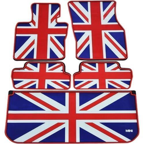 Special Waterproof Rugs Rubber Car Floor Mats+ Trunk Mats for Mini F56 Mini One Coopers Senior Environmental Latex British Flag