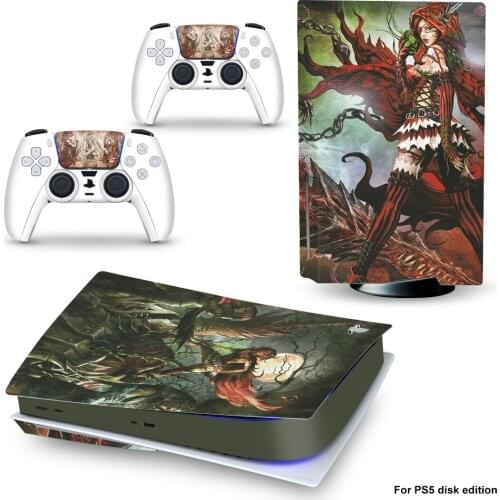 Girl1 Style PS5 Disc Edition Skin Sticker for Playstation 5 Console & 2 Controllers Decal Vinyl Protective Skins Style 1