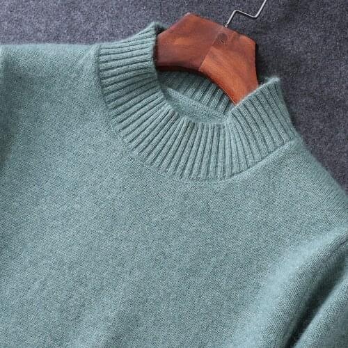 2021Turtleneck Cashmere Sweater Mens Warm New Loose Thick Tops Autumn Winter Wild Casual Knit Pullover 100%Pure Wool Base Shirt