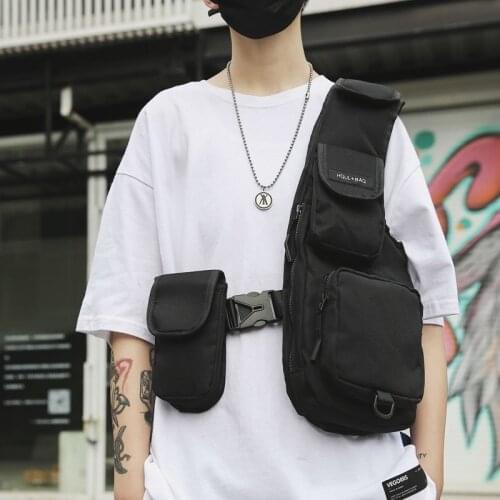 Vest Street Dance Chest Bag Unisex Fashion Waist Bag Kanyes Waist Bag Street Clothing Functional Tactical Strap Chest Bag