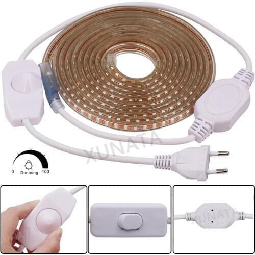 Ultra Bright LED Strip 220V 240V Waterproof White / Blue /Warm 120 LEDs/m SMD 2835 Dimmer Ribbon Tape Flexible LED Light