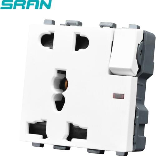 SRAN 52*52 Universal 5pin socket with switch control,function module accessories suitable for 86*86 panels