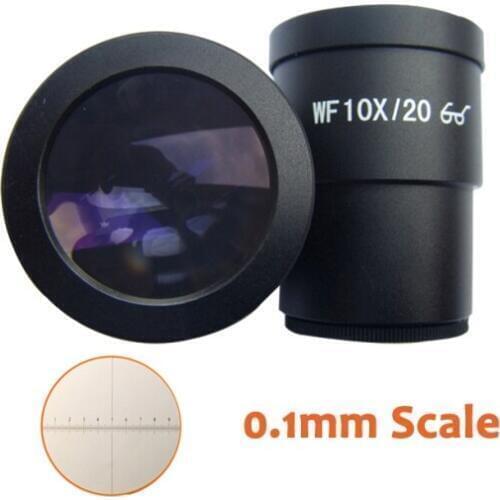 WF10X/20mm Hight Eyepiont Stereo Microscope Eyepiece Lens with 30mm Mounting Size Graduated Reading Scale Reticle Ruler 0.1mm