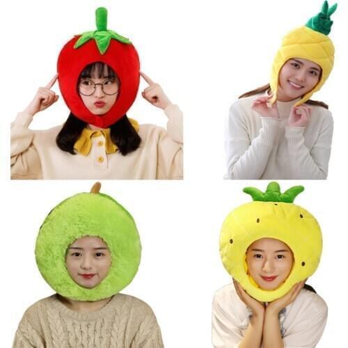 Funny Tropical Pineapple Fruits Plush Hat Christmas Halloween Cosplay Party Costume Cap Winter Headwear Photo Prop