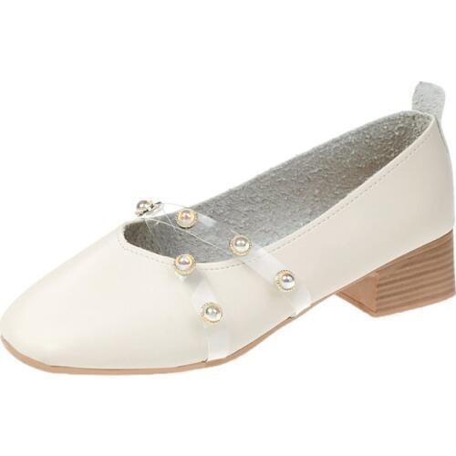 Net Red Bean Shoes Female 2019 Tide New Shallow Mouth Square Head Wild Night Thick With Single A Pedal Womens Shoes