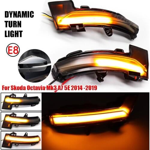 2pcs/Lot Dynamic Blinker LED Turn Signal Lamp For Skoda Octavia Mk3 A7 5E 2014 -2019 Car Light Direction Indicator