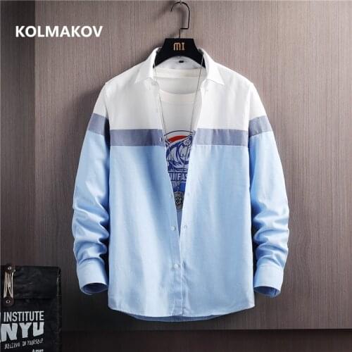 2021 spring Mens fashion Oxford cloth Shirts long Sleeve Casual Shirt,Mens Young style shirt Men size M-4XL CY071