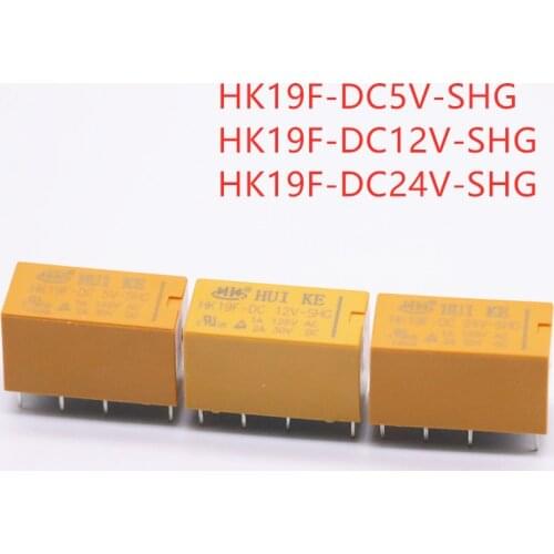 5PCS Mini Power Relay HK19F-DC5V-SHG HK19F-DC12V-SHG HK19F-DC24V-SHG Coil DPDT 8 Pin Relays PCB Type HK19F 2NO 2NC