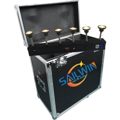 6 Heads 60W Battery Powered Wireless DMX LED Pinspot Stage Light Warmwhite/Coolwhite For Wedding Party DJ Light With Flight Case