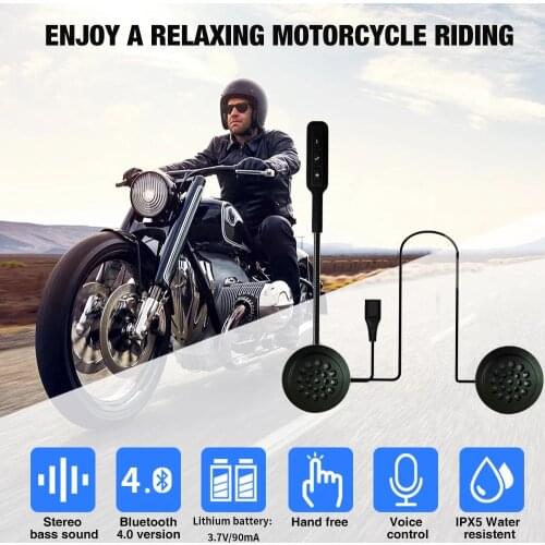 BT8 Motorcycle Headset Stereo Bluetooth Helmet Earphone Wireless Handsfree Headphones Music Player For Motorbike Rider