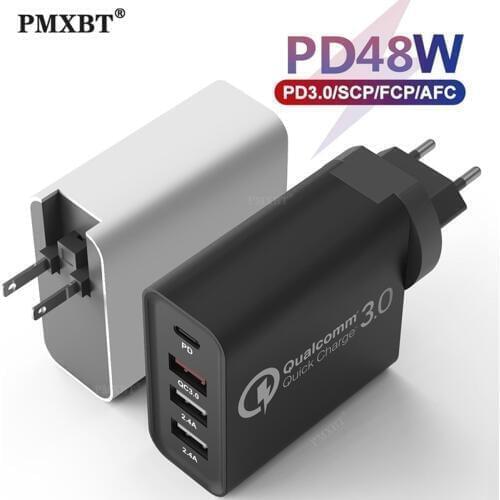 Quick Charge 3.0 48W QC 3.0 4.0 Fast pd charger USB EU US UK Wall Charging Mobile Phone Charger For iPhone Xiaomi Huawei Adapter