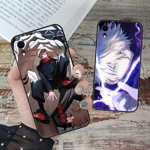 For iPhone 11 12 8 Plus Mini Pro X XR XS Max 4 5 7 6 6S 8 SE Phone Case Black Cover Shell Soft Back Anime Jujutsu Kaisen