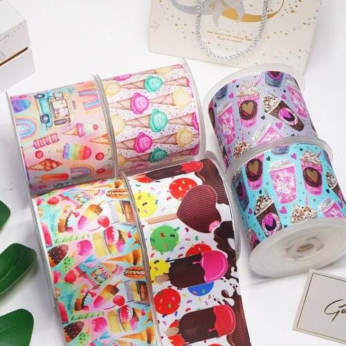 DIY Ice Cream Printed Grosgrain Ribbon For Craft Supplies Sewing Accessories 5 Yards, Planar Resins Mold 10 Pieces. 52689