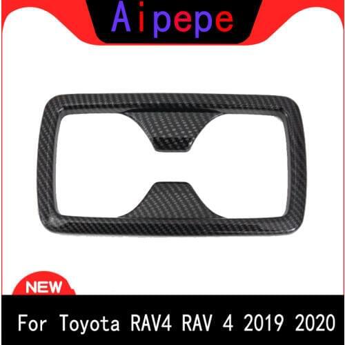 For Toyota RAV4 XA50 2019 2020 Car Styling Carbon Fiber Color Interior Rear Seat Water Cup Holder Frame Cover Trim 1pcs