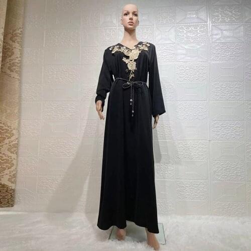 Eid Turkey Islamic Muslim Long Dress Plus Size Dresses For Women Robe Longue Femme Musulmane Vestidos Mujer Black Abaya Dubai