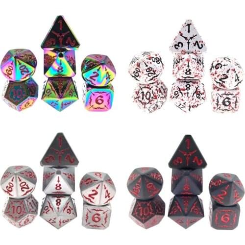 H4GF 7 Pieces Alloy Dice Multi-faceted Various Shapes Sculpture Digital Dice for Club/Party/Family Games Accessories