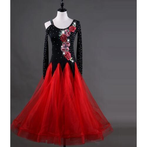 Customize Ballroom Dance Dress Adult Woman Embroidery Diamond Professional Competition Dresses For Tango/Waltz/Foxtrot Dancing
