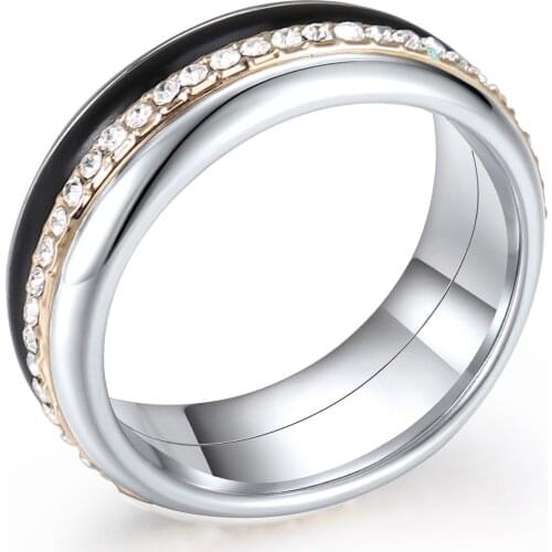 Yoiumit Classic Black and White Stainless Steel Accessories Filling Ring Stackable Interchangeable Material Inner Rings Jewelry