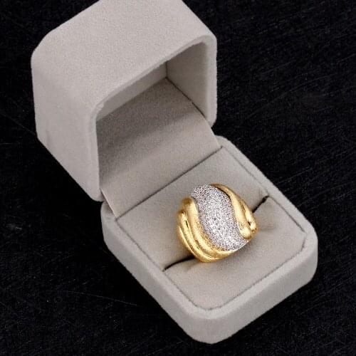 TIRIM Fashion Corssover Chic Bold Statement Rings for Women Full Cubic Zirconia Jewelry Big Retro Brushed-finish Finger Ring