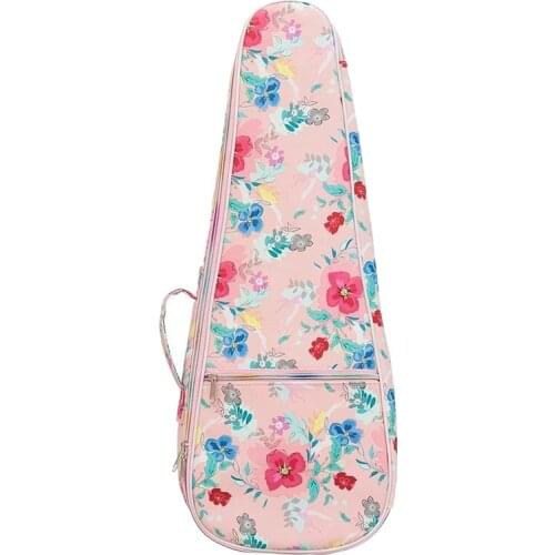 23 Inch Flower Printed Leather Ukulele Bags Cotton Soft Case Gig Ukelele Mini Guitar Waterproof Backpack