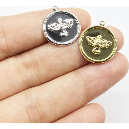 Eruifa 10pcs 15mm Eagle Brass necklace,earring bracelet jewelry DIY handmade 2 colors Gold and silver