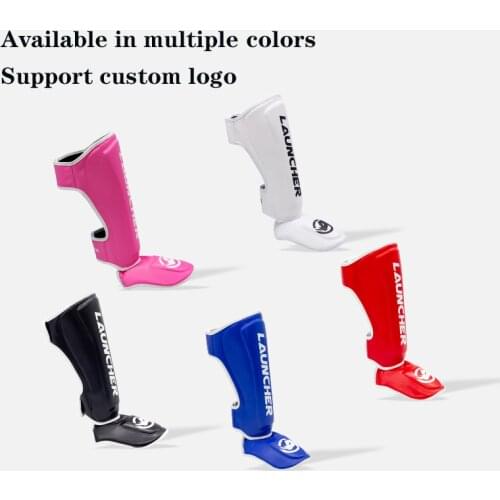Thickened Boxing Shin Guard PU Leather Protection Muay Thai Leggings MMA Fighting Protector Ankle Can Be Customized Logo
