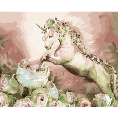 Unicorn Flower picking Animal DIY Digital Painting By Numbers Modern Wall Art Canvas Painting Christmas Gift Home Decor 40x50cm