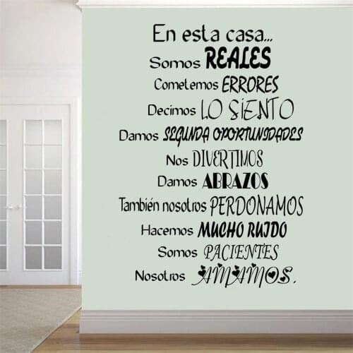 Wall Decals En Esta Casa Somos Errores Decimos Lo Siento Spanish Quotes Mural Stickers Vinyl Room Livingroom Decor Poster RU2505