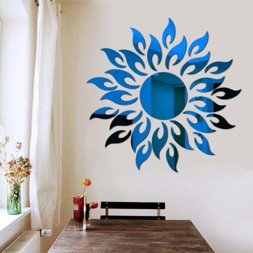 Eco-Friendly Delicate 3D Sunflower Background Decals Exquisite Mirror Wall Sticker Sunflower Shape for Living Room