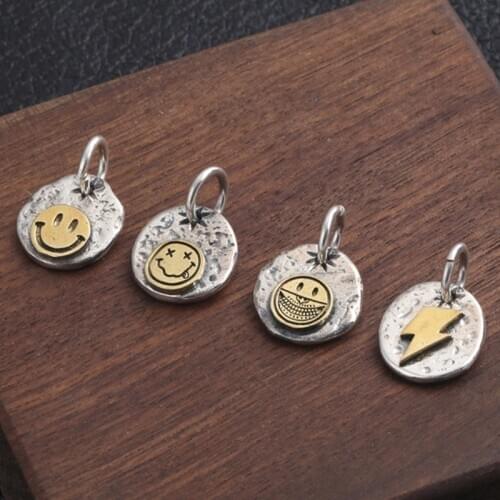 New 100% real 925 pure Silver Necklace Bracelet Accessories Thai Silver Eagle Smiley Lightning Pendant for woman S925 silver