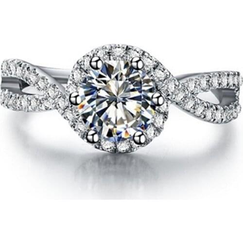 Test Positive 1CT Authorized Moissanite Ring AU750 Wave Semi Mount Moissanite Engagement Ring Solid 18K White Gold