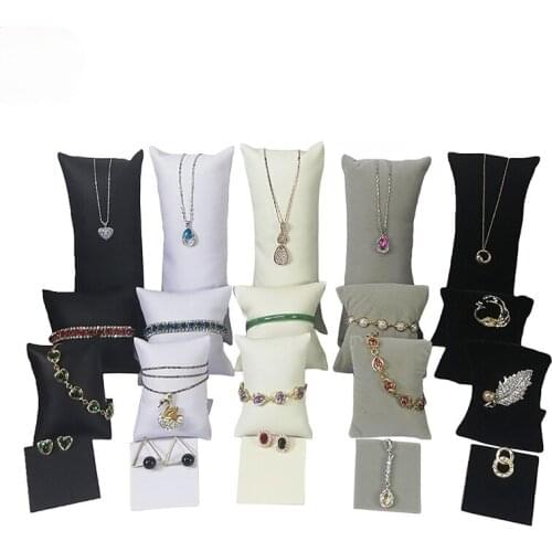 Quality PU Leather with Velvet Jewelry Display Pillow Holder Bangle Watch Bracelet Organizer Rack Pendant Anklet Cushion Stand
