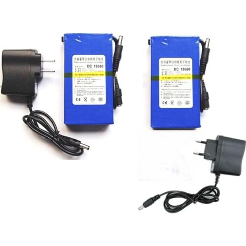US/EU Plug DC-12680 DC 12V 6800mAh Portable Li-ion Rechargeable Polymer Power Battery Pack with AC Wall Charger
