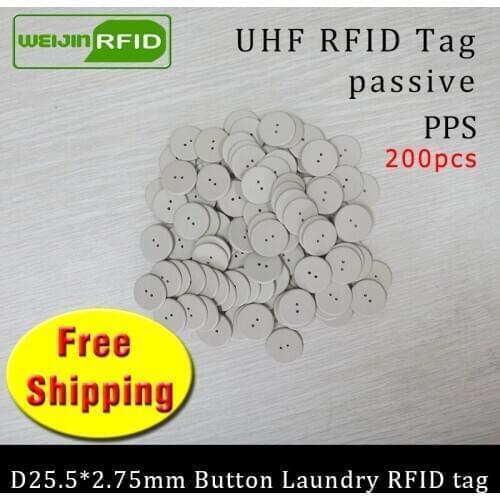 RFID laundry button tag UHF 915mhz 868mhz 860-960MHZ alien H3 200pcs free shipping passive RFID PPS heat and water resisting tag
