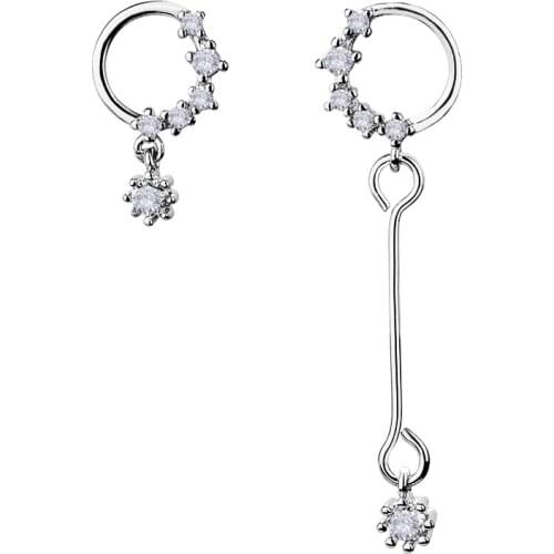 925 Sterling Silver Hollow Geometric Round Circle Drop Earrings with Zircon Pendant Jewelry For Women Exquisite Gift S-E932